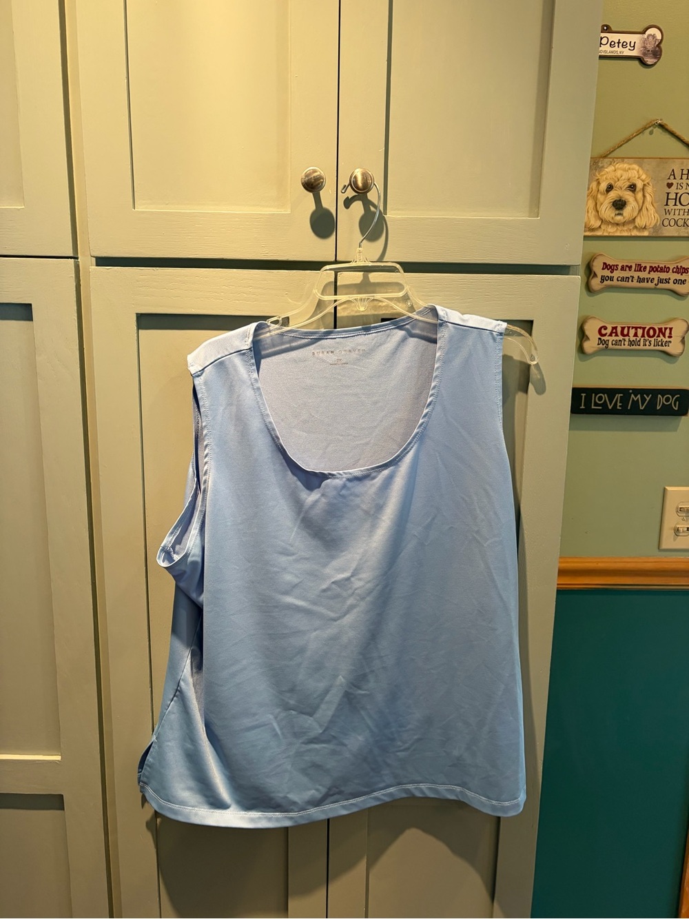Susan Graver Light Blue Sleeveless Scoop Neck Tank